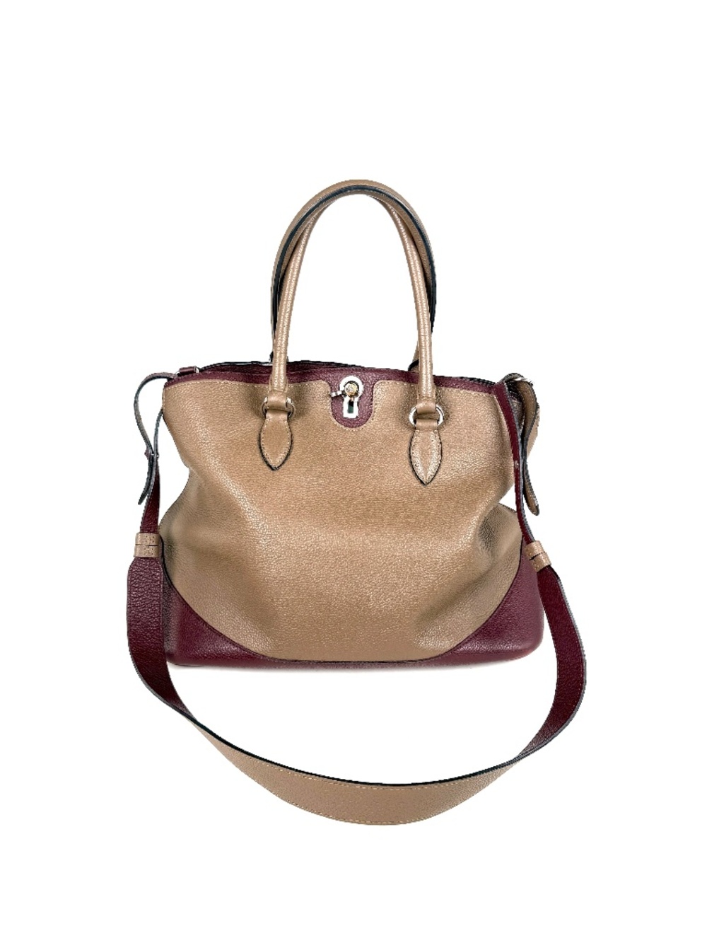 Moynat Josephine MM Bi Color Taupe Medoc Shoulder Crossbody Bag
